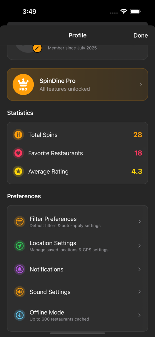 Restaurant detail card with Michelin star badge, hours, and Foodie Rating